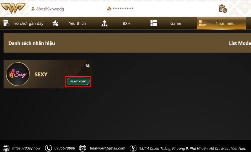 Casino SEXY - Sòng bạc trực tuyến đẳng cấp hàng đầu 7 Cac buoc tham gia choi game tai sanh Casino SEXY 8Day - Buoc 3