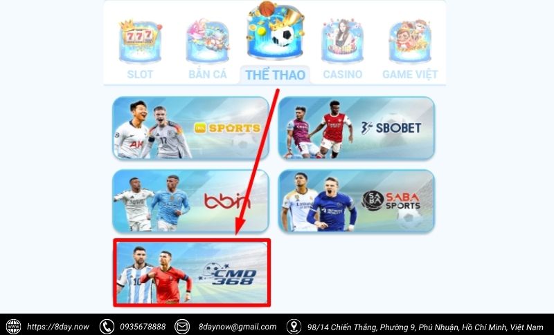 Cac buoc tham gia dat cuoc tai CMD The Thao 8Day - Buoc 2