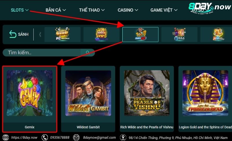 Gemix Slots - Game slot pha lê huyền bí, thưởng cực khủng 7 Cac buoc tham gia choi game Gemix tai 8Day - Buoc 2