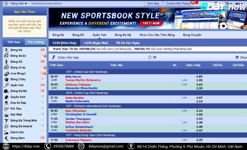 SBOBET Sports - Sảnh cược thể thao uy tín hàng đầu 3 Giao dien cong cuoc SBOBET The Thao 8Day - Hinh 2