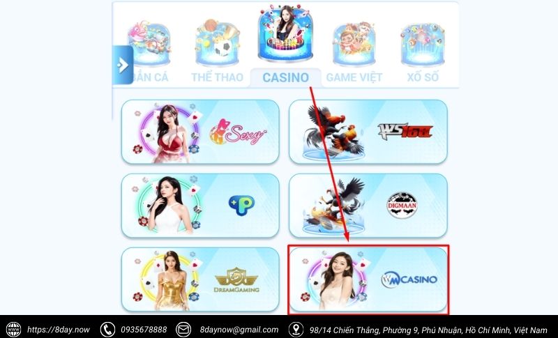 Cac buoc tham gia choi game tai sanh WM Casino 8Day - Buoc 2