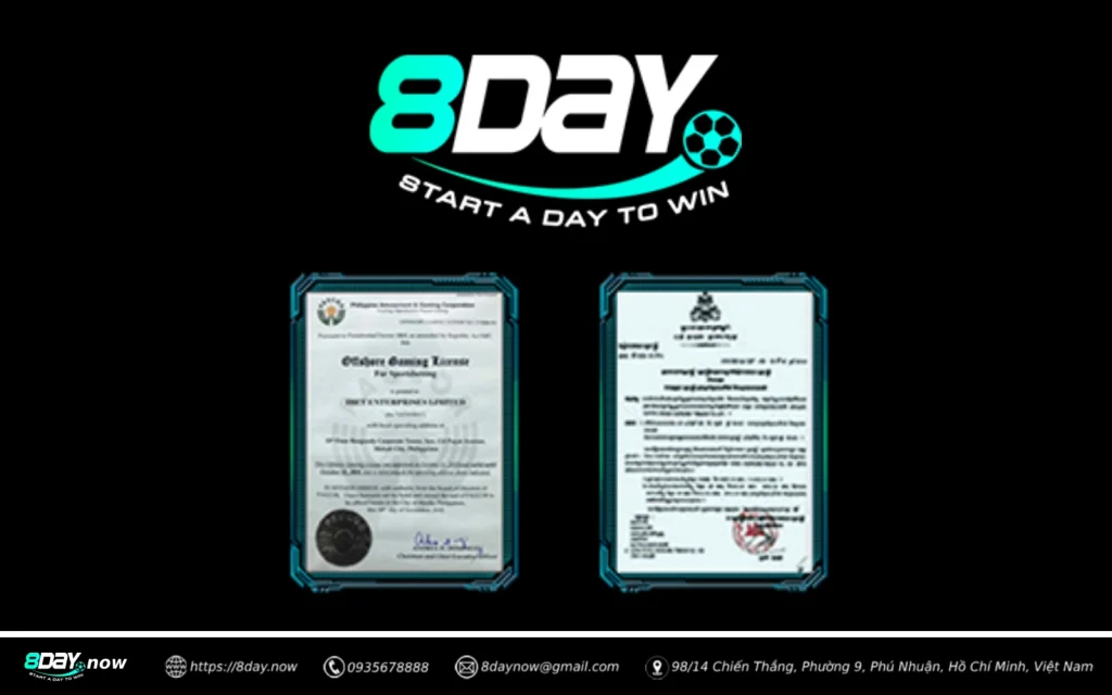 8Day - Trang chủ 34 Giấy phép hoạt động hợp pháp của 8 DAY do PAGCOR cấp