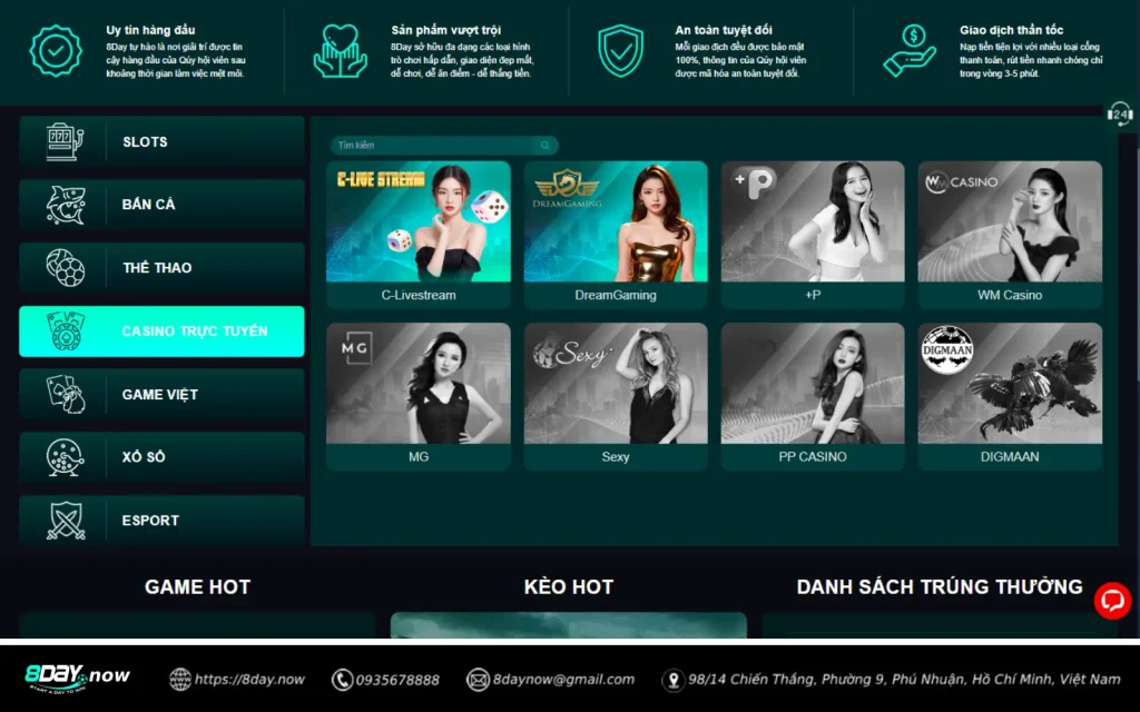 8Day - Trang chủ 89 Giao diện sảnh Casino Trực Tuyến 8 DAY