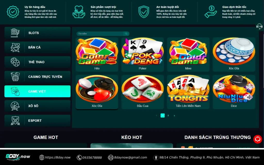 8Day - Trang chủ 105 Giao diện sảnh Game Việt 8 DAY