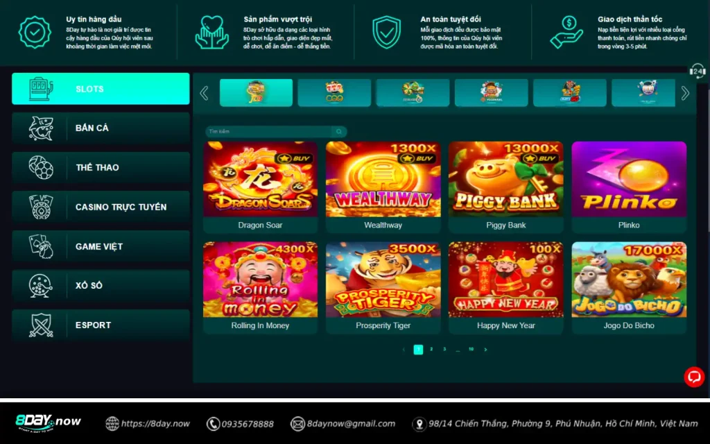 8Day - Trang chủ 35 Giao diện sảnh Slots 8 DAY